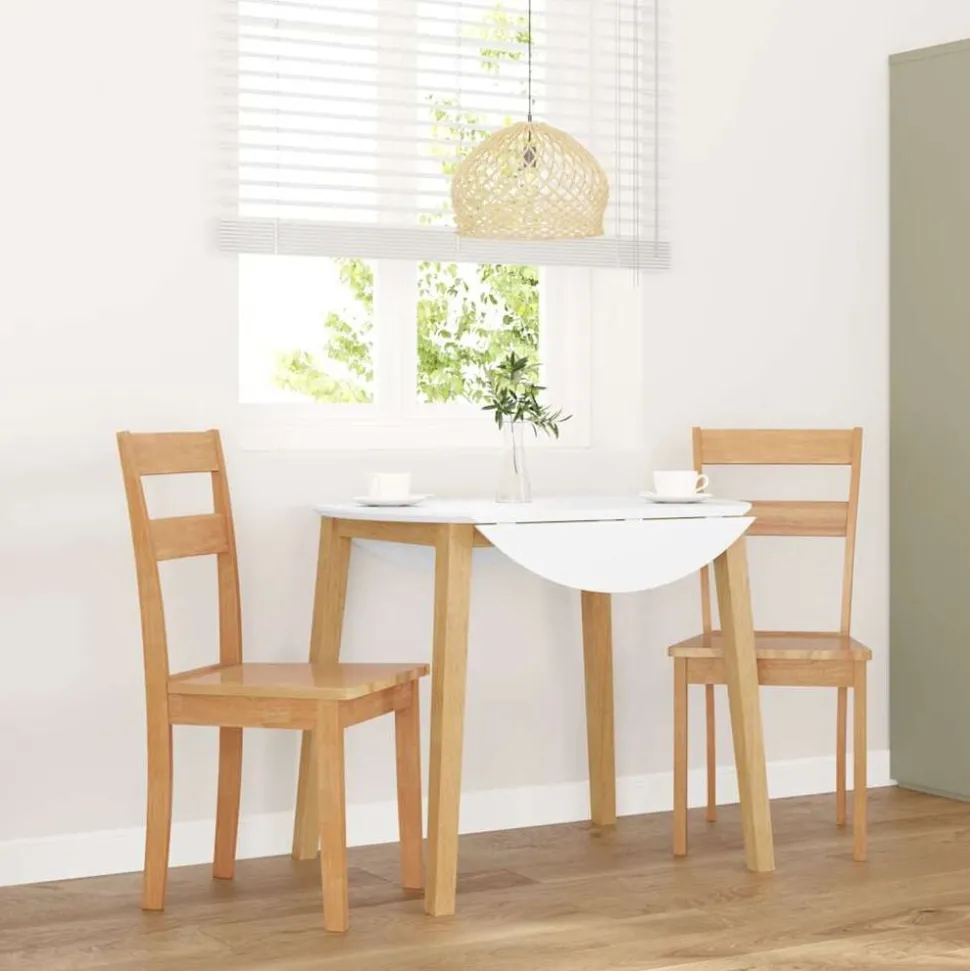 vidaXL Eetkamerstoelen 2 st massief hout naturel rubber