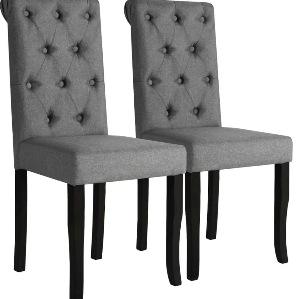 vidaXL Eetkamerstoelen 2 st stof donkergrijs
