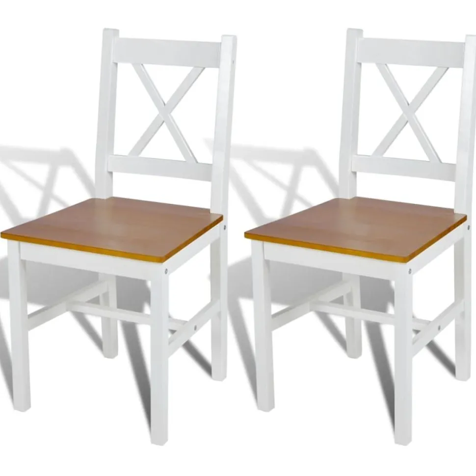 vidaXL Eetkamerstoelen 2 st grenenhout wit