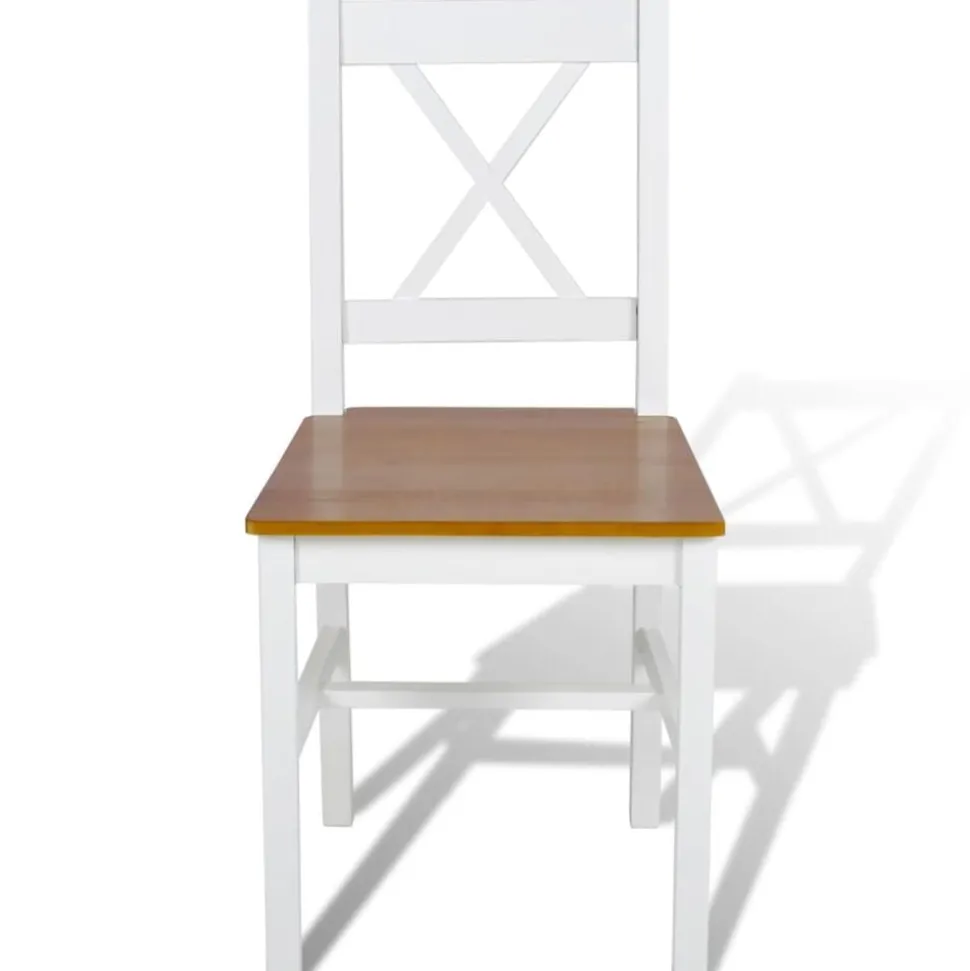 vidaXL Eetkamerstoelen 2 st grenenhout wit