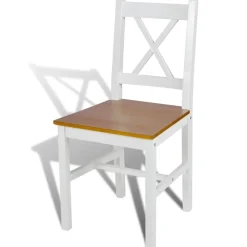 vidaXL Eetkamerstoelen 2 st grenenhout wit