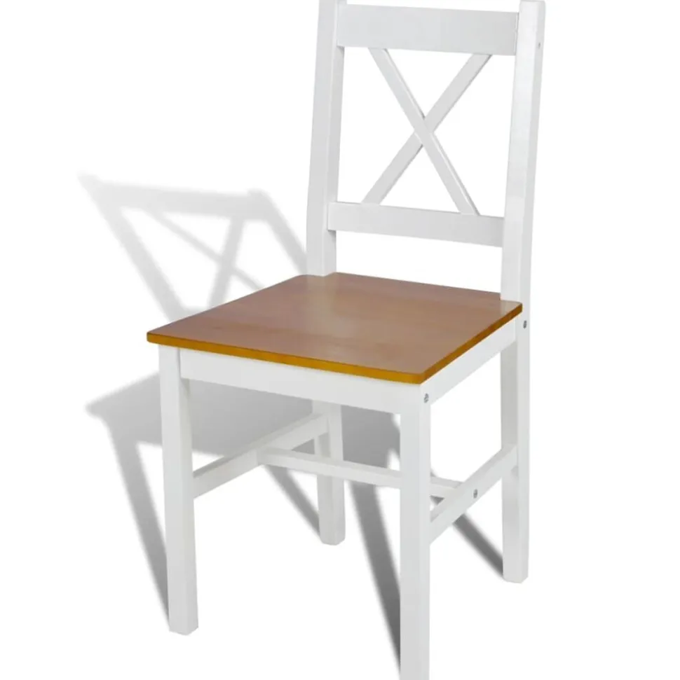 vidaXL Eetkamerstoelen 2 st grenenhout wit