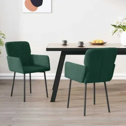 vidaXL Eetkamerstoelen 2 st fluweel donkergroen