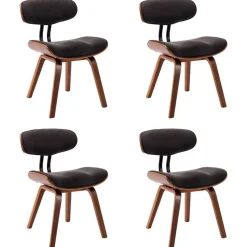 vidaXL Eetkamerstoelen 4 st gebogen hout en stof grijs