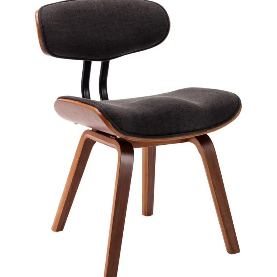 vidaXL Eetkamerstoelen 4 st gebogen hout en stof grijs