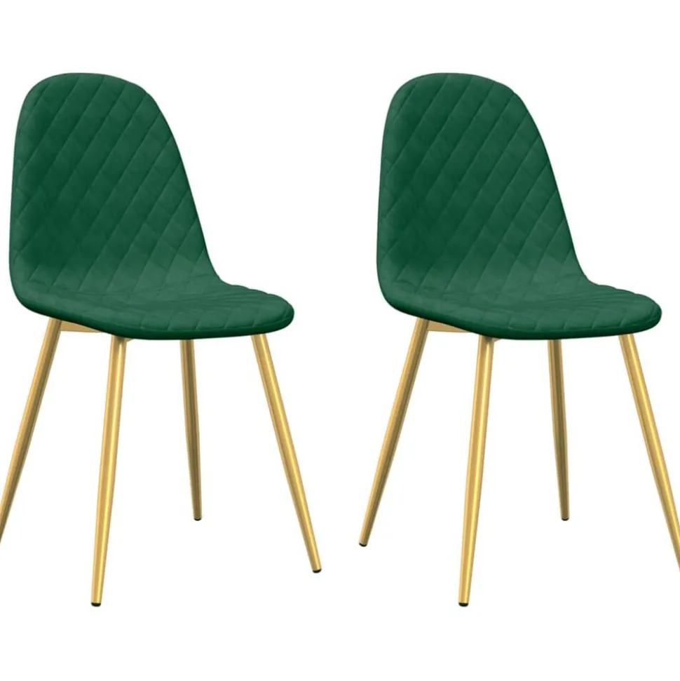 vidaXL Eetkamerstoelen 2 st fluweel donkergroen