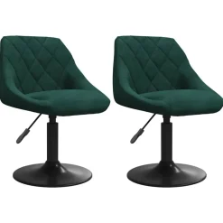 vidaXL Eetkamerstoelen draaibaar 2 st fluweel donkergroen