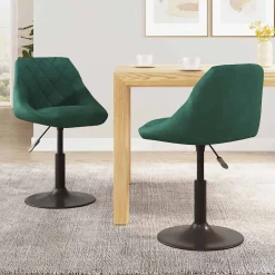 vidaXL Eetkamerstoelen draaibaar 2 st fluweel donkergroen