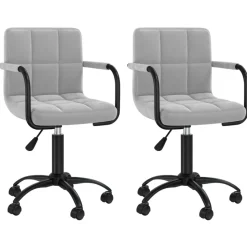 vidaXL Eetkamerstoelen draaibaar 2 st fluweel lichtgrijs