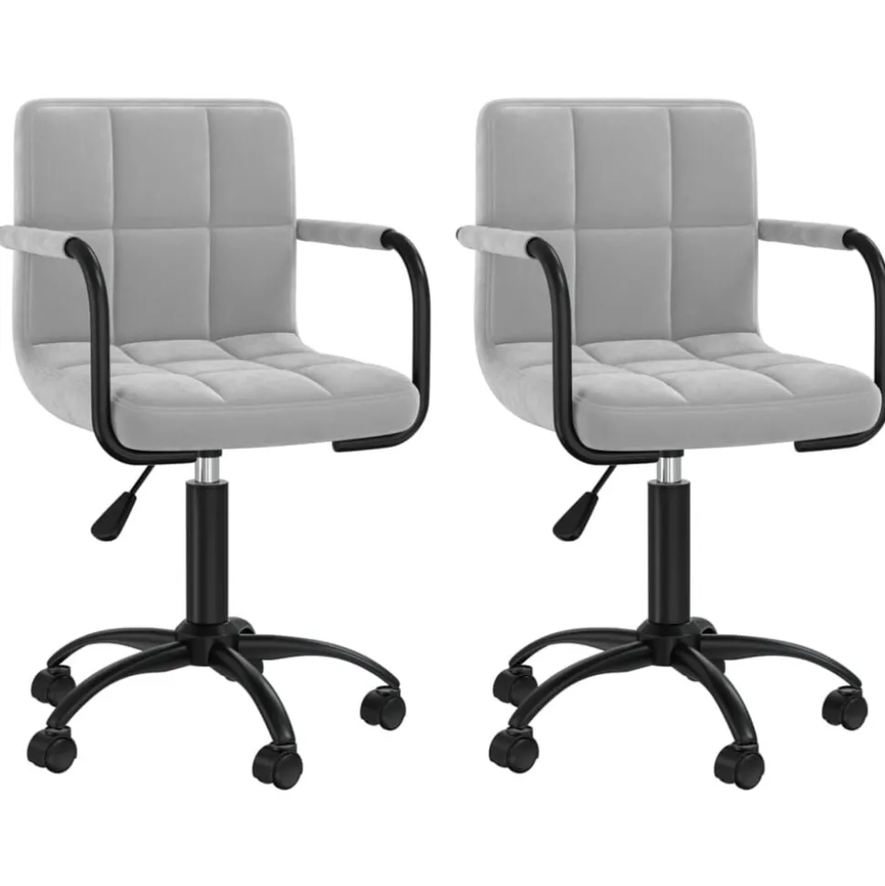 vidaXL Eetkamerstoelen draaibaar 2 st fluweel lichtgrijs