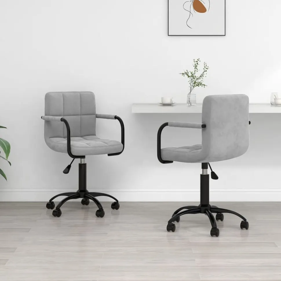 vidaXL Eetkamerstoelen draaibaar 2 st fluweel lichtgrijs