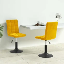 vidaXL Eetkamerstoelen draaibaar 2 st fluweel mosterdgeel