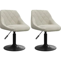 vidaXL Eetkamerstoelen draaibaar 2 st fluweel crèmekleurig