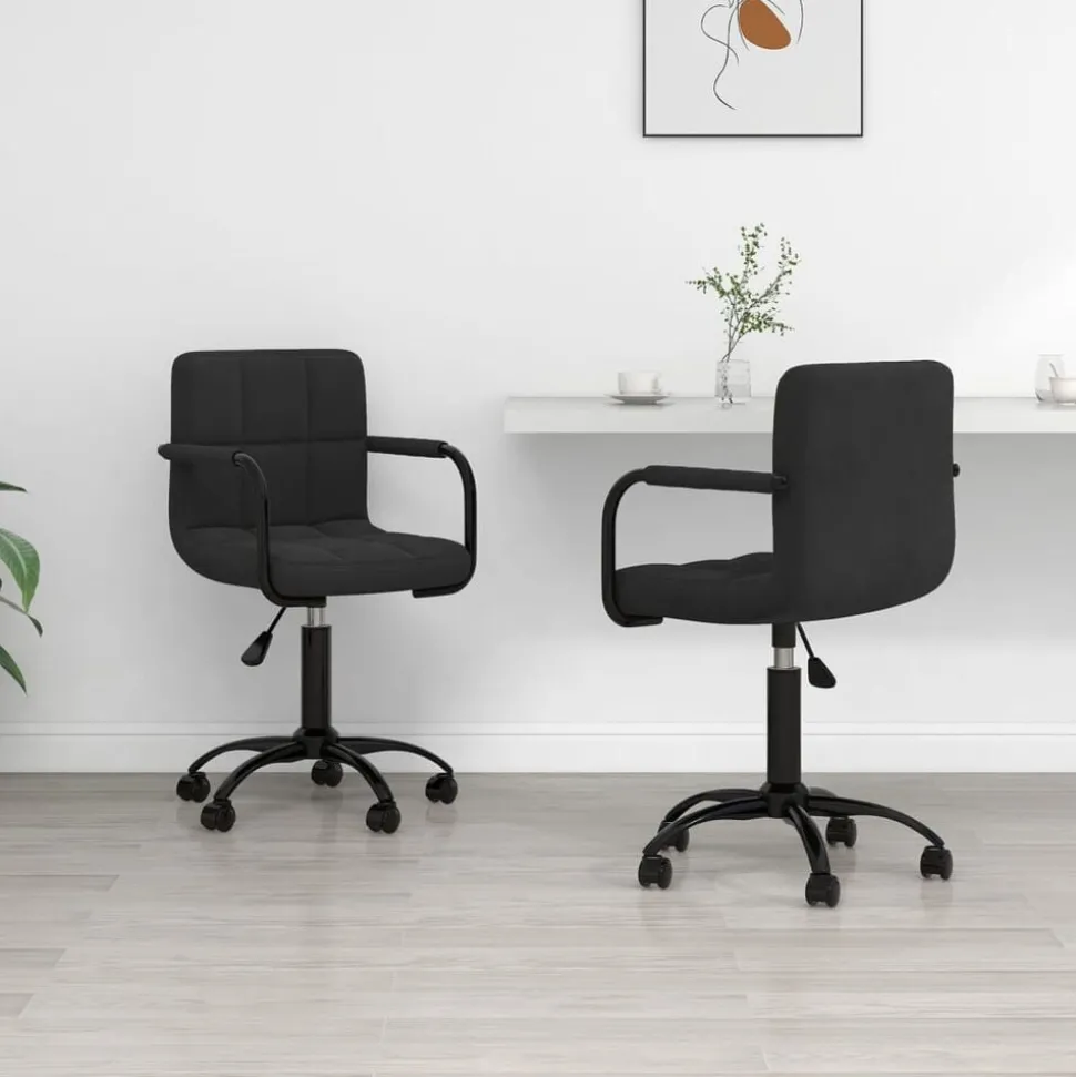 vidaXL Eetkamerstoelen draaibaar 2 st fluweel zwart