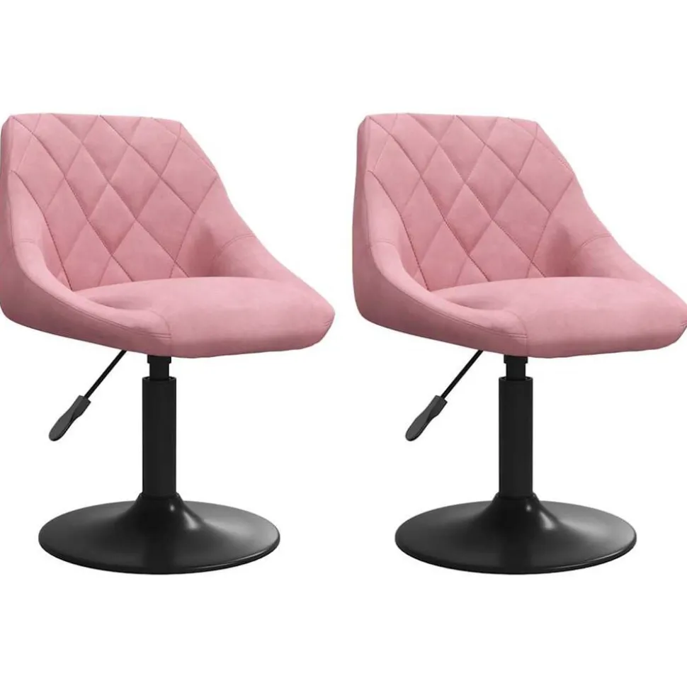 vidaXL Eetkamerstoelen draaibaar 2 st fluweel roze