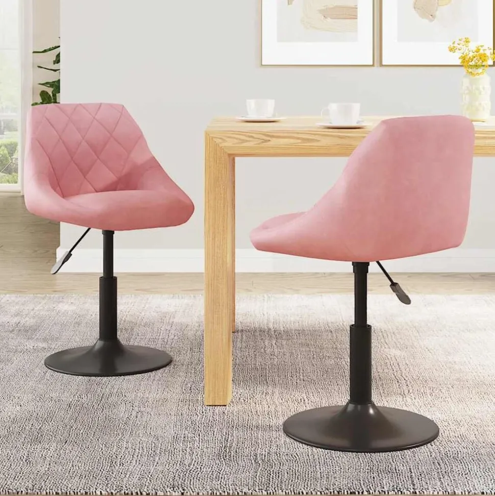 vidaXL Eetkamerstoelen draaibaar 2 st fluweel roze