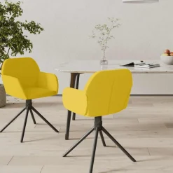 vidaXL Eetkamerstoelen draaibaar 2 st fluweel geel