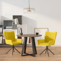 vidaXL Eetkamerstoelen draaibaar 2 st fluweel geel