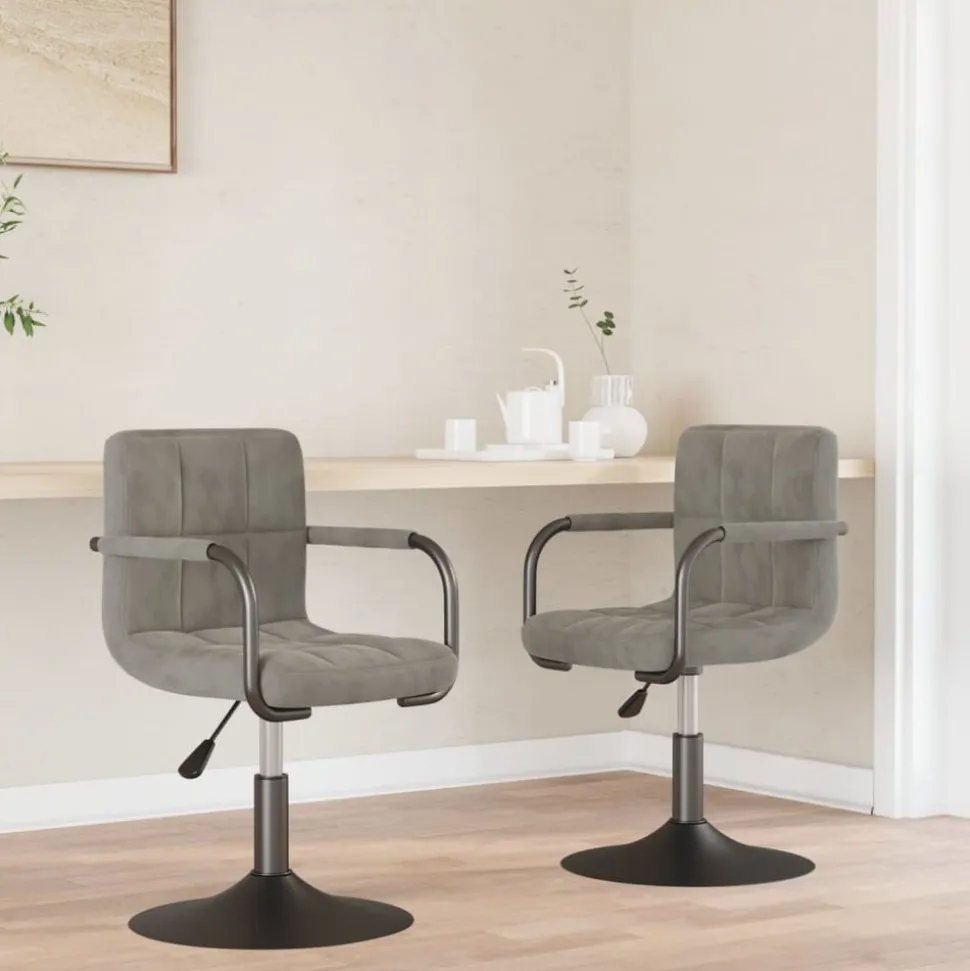 vidaXL Eetkamerstoelen draaibaar 2 st fluweel lichtgrijs
