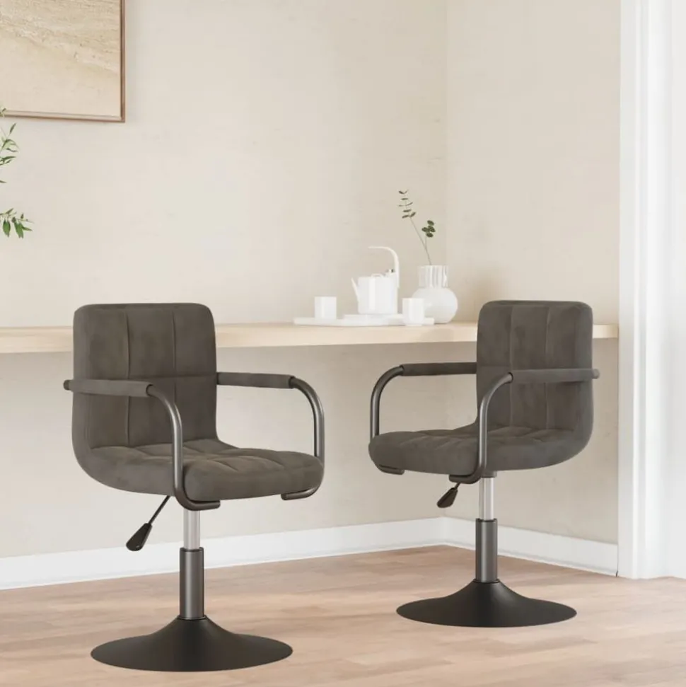 vidaXL Eetkamerstoelen draaibaar 2 st fluweel donkergrijs