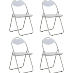vidaXL Eetkamerstoelen inklapbaar 4 st kunstleer wit