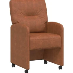 vidaXL Eetkamerstoelen met Wieltjes 2 pcs Bruin 57 x 67 x 95 cm