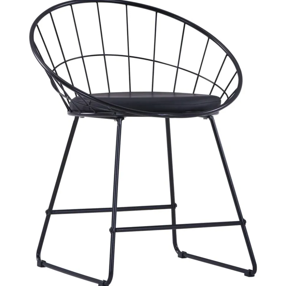 vidaXL Eetkamerstoelen met kunstleren zittingen 2 st staal zwart