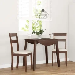 vidaXL Eetkamerstoelen met kussens 2 st massief hout rubber bruin