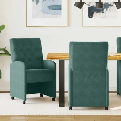 vidaXL Eetkamerstoelen met Wieltjes 2 pcs Donkergroen 58 x 67 x 97 cm