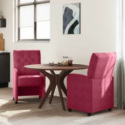 vidaXL Eetkamerstoelen met Wieltjes 2 pcs Wijnrood 58 x 67 x 97 cm