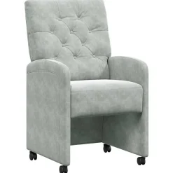 vidaXL Eetkamerstoelen met Wieltjes 2 pcs Lichtgrijs 58 x 67 x 97 cm