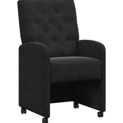 vidaXL Eetkamerstoelen met Wieltjes 2 pcs Zwart 58 x 67 x 97 cm