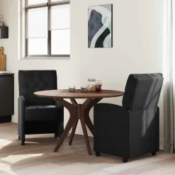 vidaXL Eetkamerstoelen met Wieltjes 2 pcs Zwart 58 x 67 x 97 cm