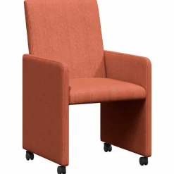 vidaXL Eetkamerstoelen met Wieltjes 2 pcs Rood-oranje 57 x 66 x 94 cm