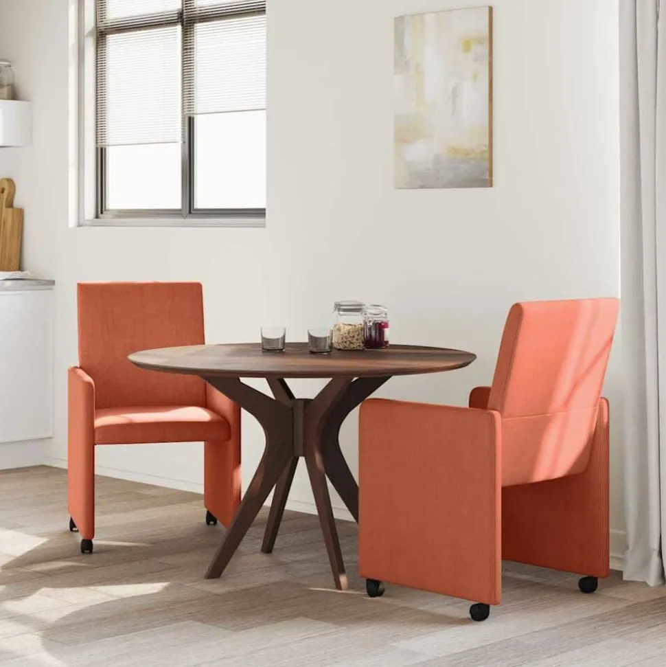 vidaXL Eetkamerstoelen met Wieltjes 2 pcs Rood-oranje 57 x 66 x 94 cm