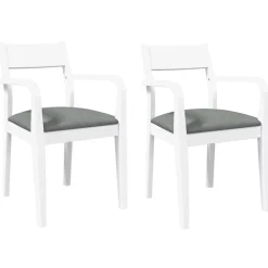 vidaXL Eetkamerstoelen met kussens 2 st massief hout rubber wit