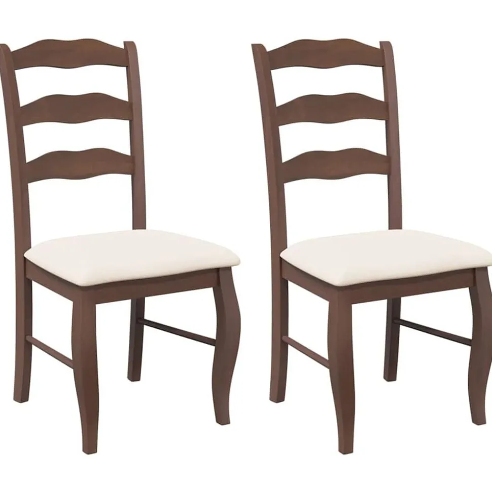 vidaXL Eetkamerstoelen met kussens 2 stuks bruin massief hout rubber