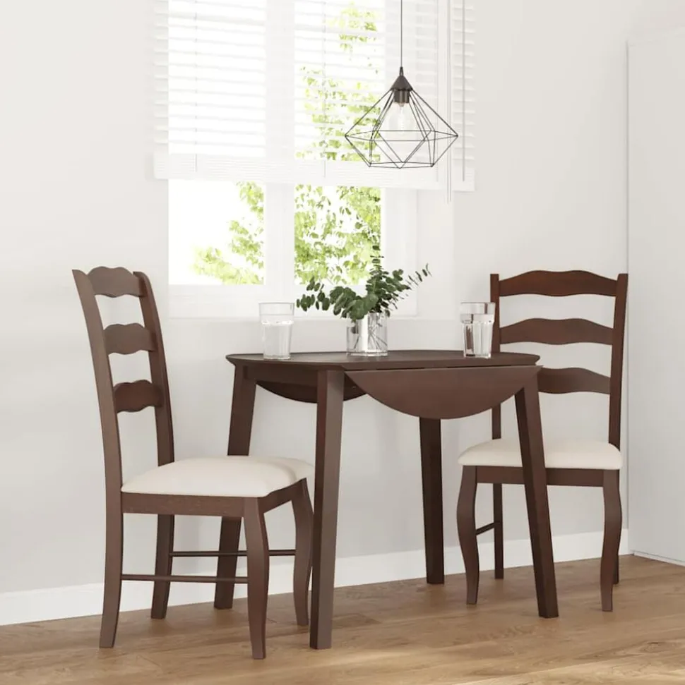 vidaXL Eetkamerstoelen met kussens 2 stuks bruin massief hout rubber