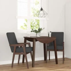 vidaXL Eetkamerstoelen met kussens 2 stuks bruin massief hout rubber