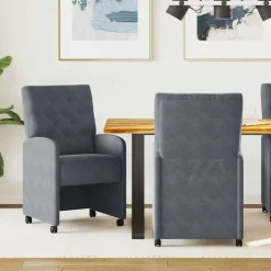 vidaXL Eetkamerstoelen met Wieltjes 2 pcs Donkergrijs 58 x 67 x 97 cm