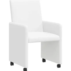 vidaXL Eetkamerstoelen met Wieltjes 2 pcs Wit 57 x 66 x 94 cm