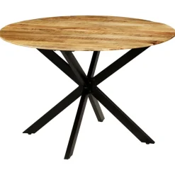 vidaXL Eettafel 120x77 cm massief ruw mangohout en staal