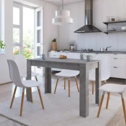 vidaXL Eettafel 120x60x76 cm bewerkt hout betongrijs