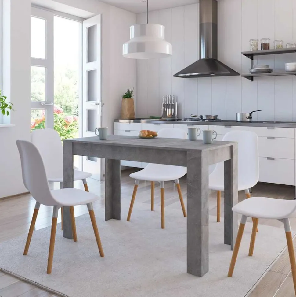 vidaXL Eettafel 120x60x76 cm bewerkt hout betongrijs