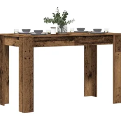 vidaXL Eettafel 120x60x76 cm bewerkt hout oud houtkleurig