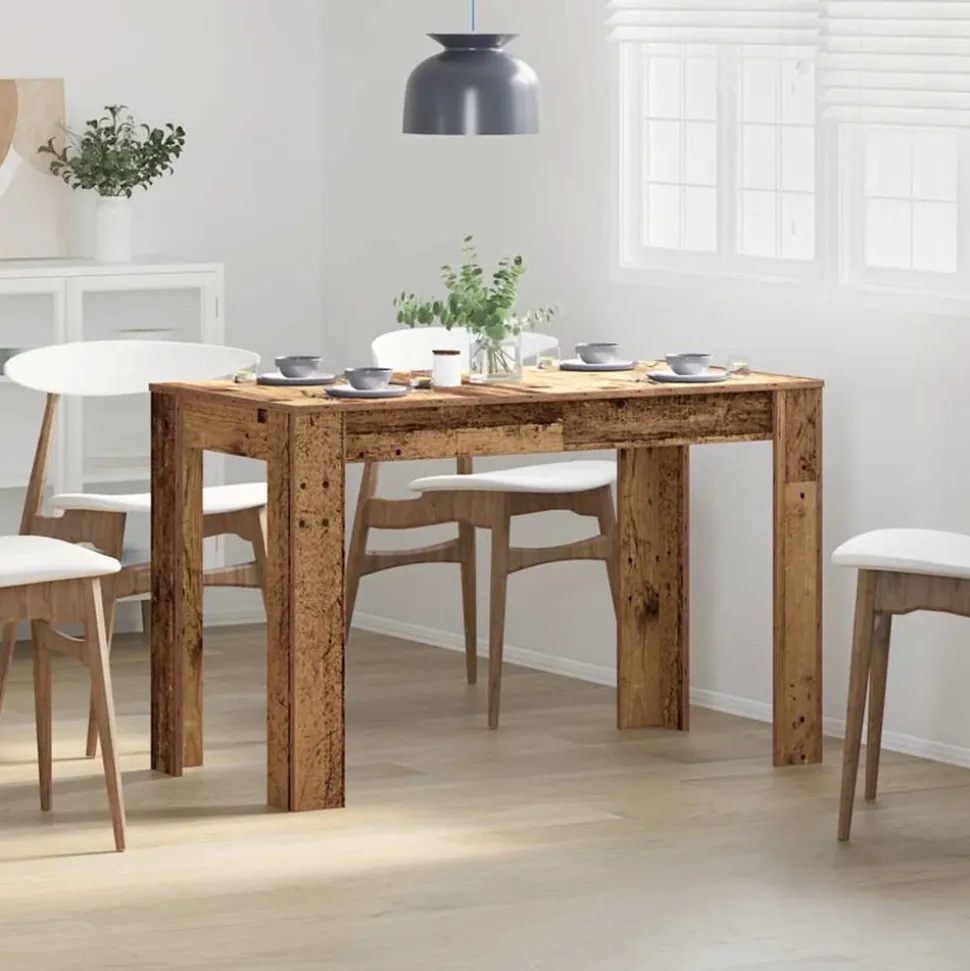 vidaXL Eettafel 120x60x76 cm bewerkt hout oud houtkleurig
