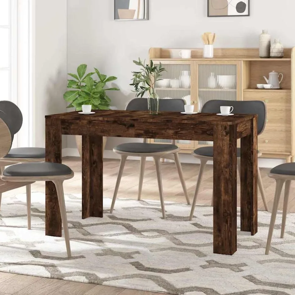 vidaXL Eettafel 120x60x76 cm bewerkt hout gerookt eikenkleurig