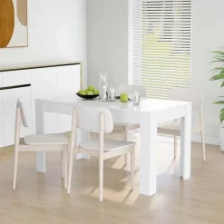vidaXL Eettafel 140x74,5x76 cm bewerkt hout wit