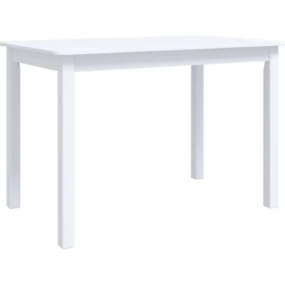 vidaXL Eettafel 114x71x75 cm massief rubberwood wit
