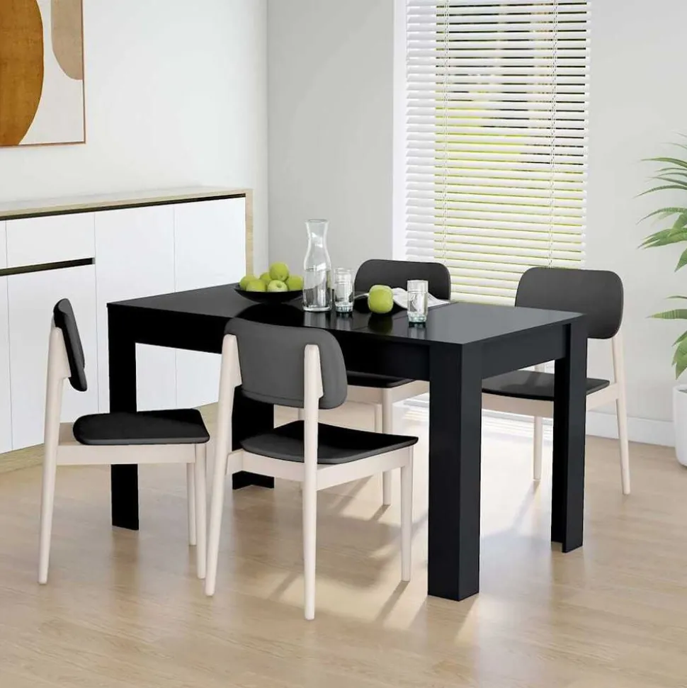 vidaXL Eettafel 140x74,5x76 cm spaanplaat zwart
